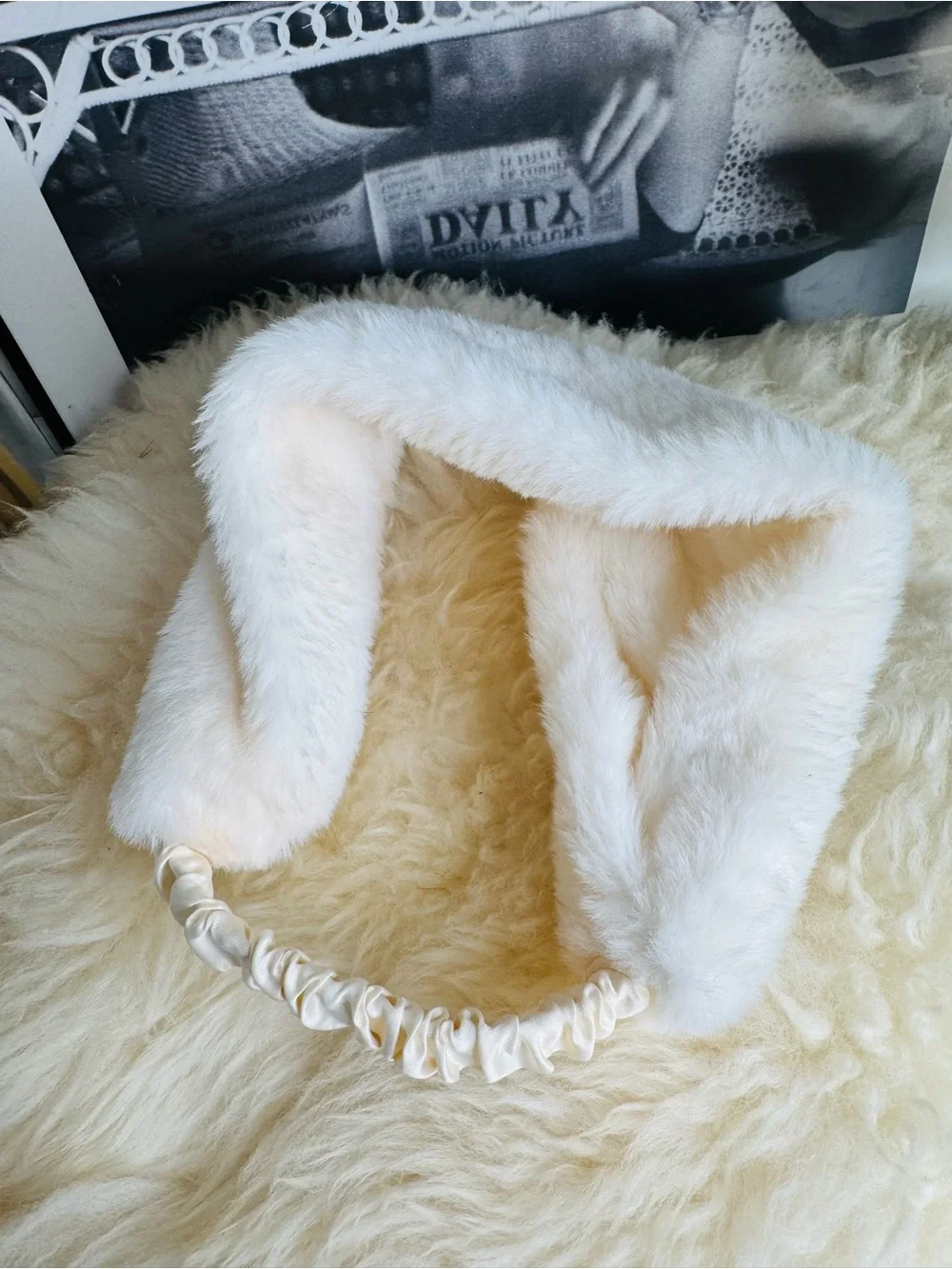 White Faux Fur Clutch Bag - Women's Accessory